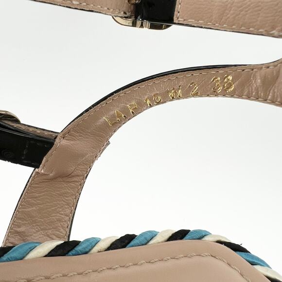 VALENTINO GARAVANI Rockstud Caged Leather Sandals EU 38 US 8 Blue Black Flats - Picture 9 of 11